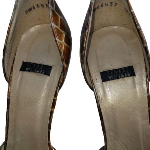 Stuart Weitzman leather crocodile print heels 7.5 - Picture 3 of 10